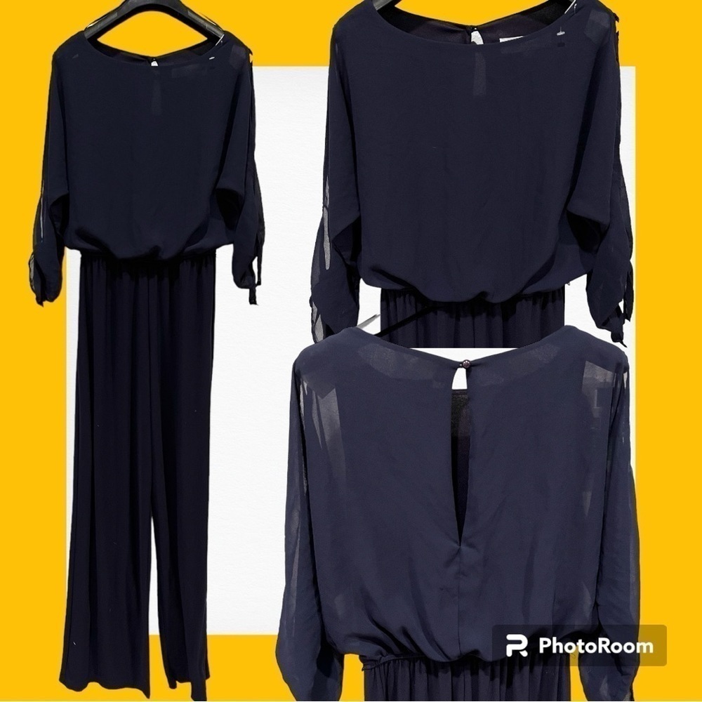 Emma & Michele Navy Blue Wide Leg Jumpsuit Small